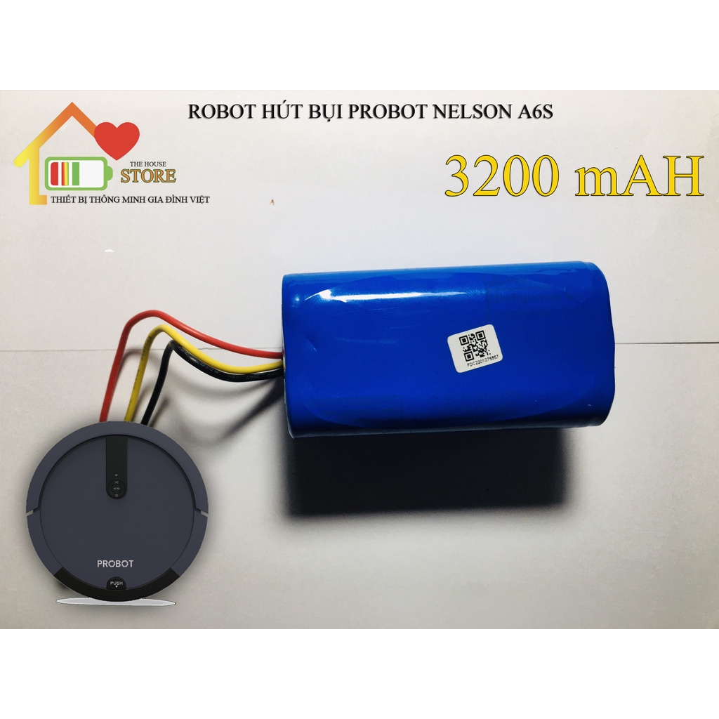 (CHÍNH HÃNG BẢO HÀNH 9 THÁNG ) PIN NÂNG CẤP ROBOT HÚT BỤI PROBOT NELSON A6S ( 3200 mAH )