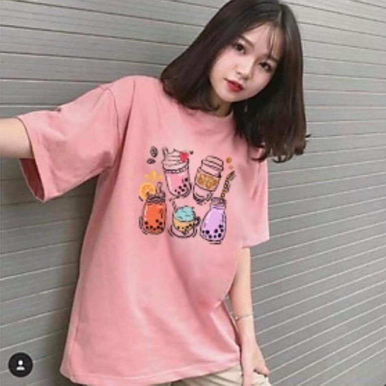 Áo thun unisex Khổng Hiền from rộng cổ tròn tay lỡ freesize 38-70kg 5 trà sữa