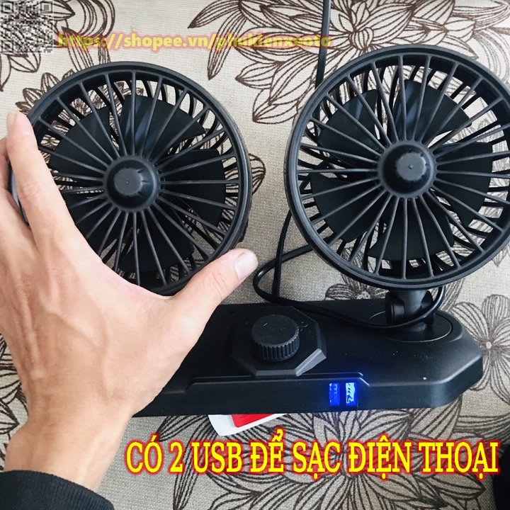 Quạt Ô Tô 12V Xoay 360 Độ Thông Gió Làm Mát Xe Hơi