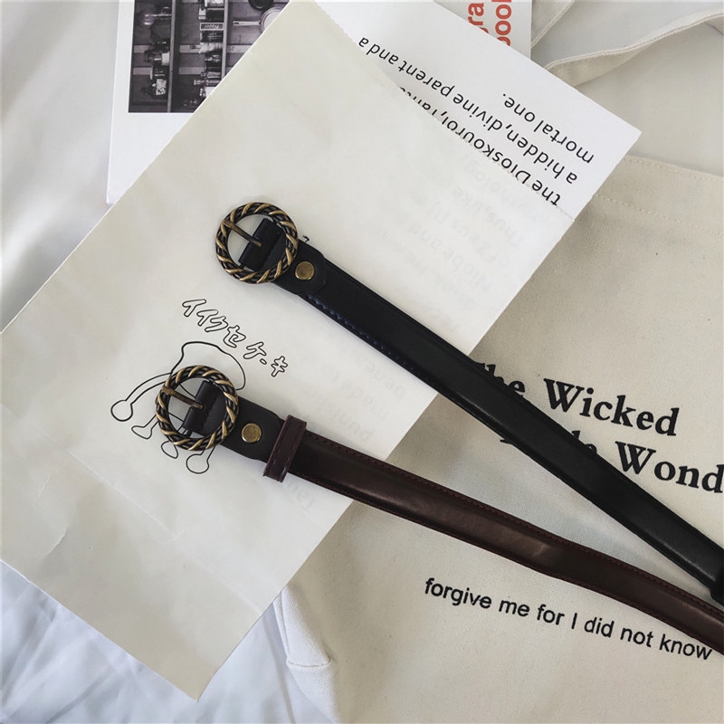 Thắt Lưng Da Pu Màu Trơn Thời Trang Cho Nữ