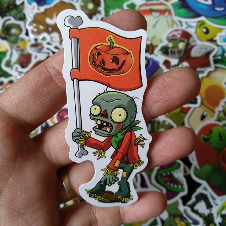 Miếng dán Sticker game Plants and Zombies trọn bộ 100 hình - In rõ ràng sắc nét khó tróc