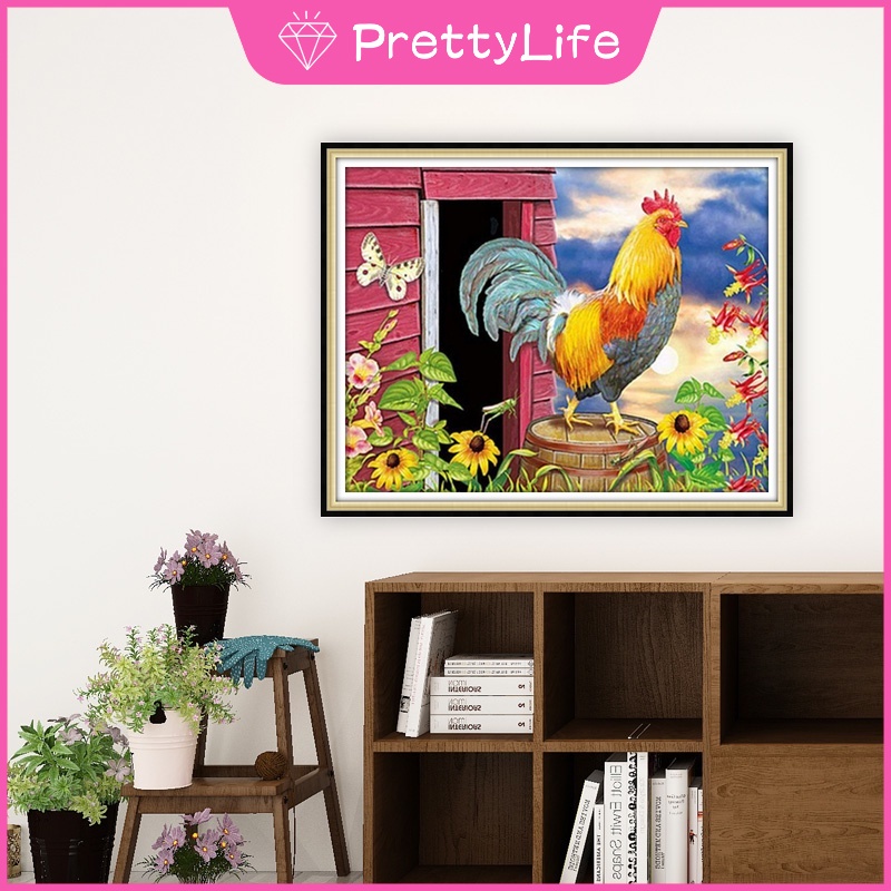 Bộ Tranh Đính Đá 5D Họa Tiết Chú Gà Con Độc Đáo Kích Thước 50x40cm Diy Dùng Trang Trí Nhà Cửa