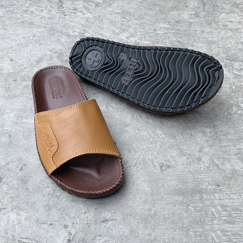 Dép Nam Da Bò Cao Cấp Quai Ngang Trẻ Trung V57