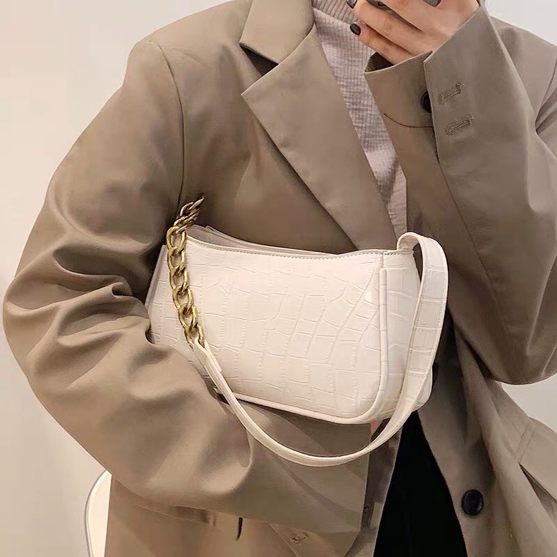 Túi kẹp nách quai da phối xích phong cách Hàn Quốc TX024