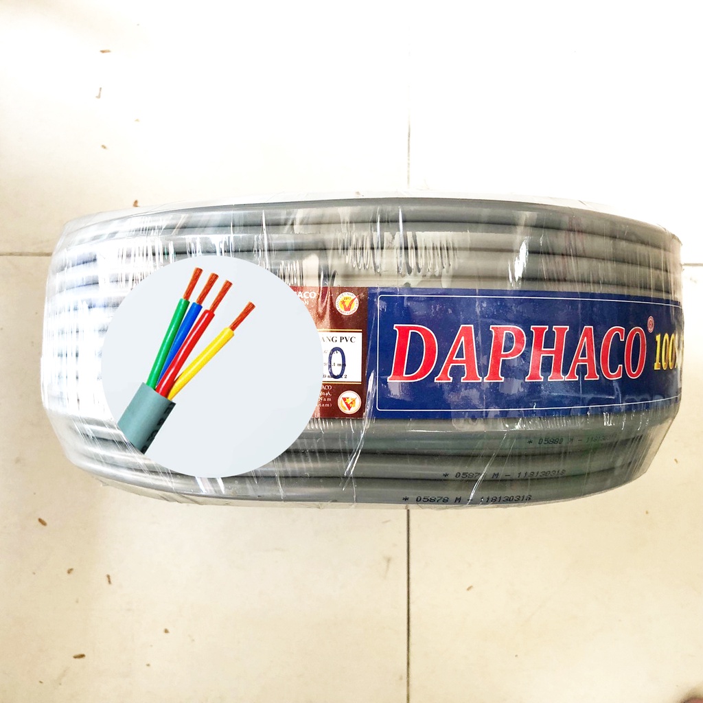 Dây Điện 4 Lõi DAPHACO Tròn Xám Bọc 2 Lớp - 4x1.5, 4x2.5, 4x4.0 4x6.0 - Hàng Chính Hãng