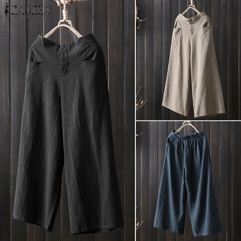 Quần lửng ống rộng phong cách vintage thời trang cho nữ | BigBuy360 - bigbuy360.vn