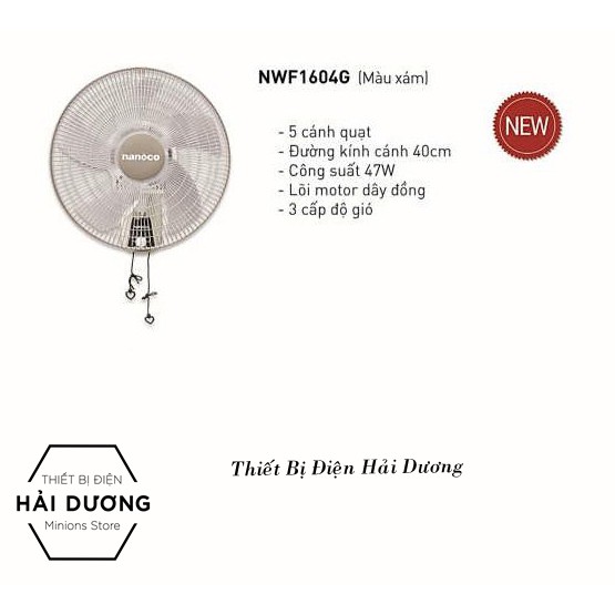 Quạt Trần Đảo Nanoco NWF1604G 47W - Màu Xám - Bảo hành 12 tháng