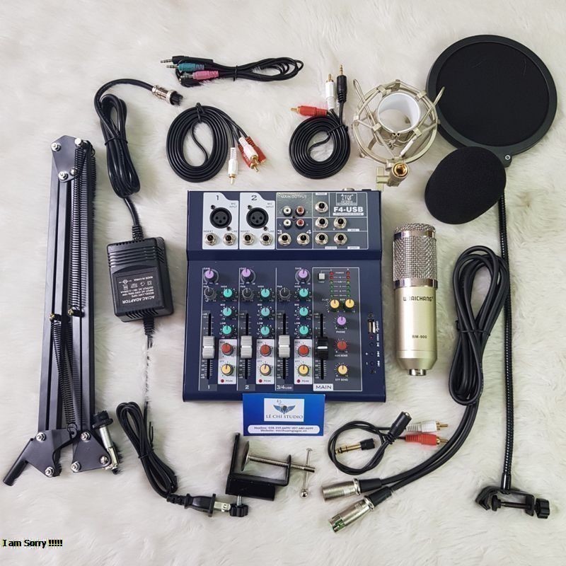 [Có video+Ảnh thật] Combo míc hát thu âm karaoke Bm900 cộng Mixer F4 Yamaha cùng nhiều quà tặng hấp dẫn đi kèm