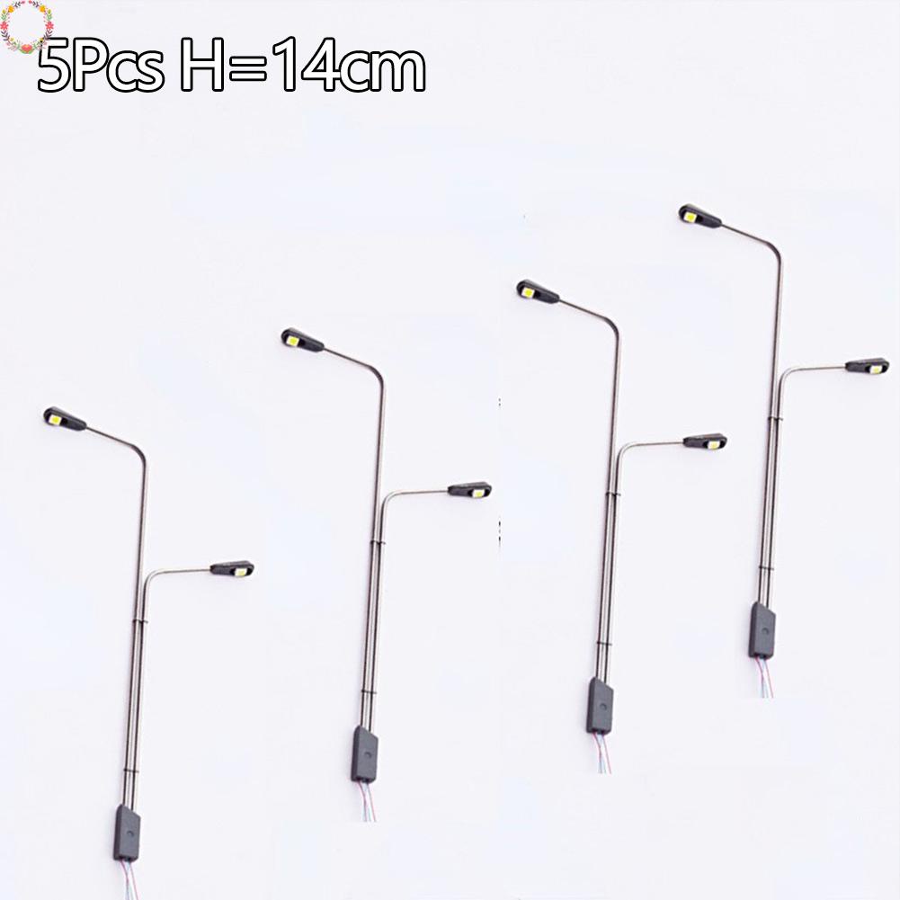 Bộ 5 đèn đường 14cm ánh sáng trắng cát bảng xây dựng mô hình đèn đường Đèn đường phát sáng Đèn đường ống thép Đèn đường hai đầu Đèn đường loại B Đồ trang trí