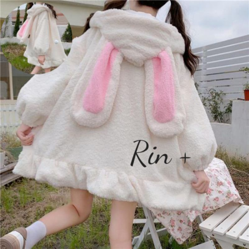 Áo khoác lông cừu form to phong cách lolita