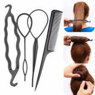 Bộ 4 Dụng Cụ Búi Tóc - Bộ Lược Làm Tóc 4 Món