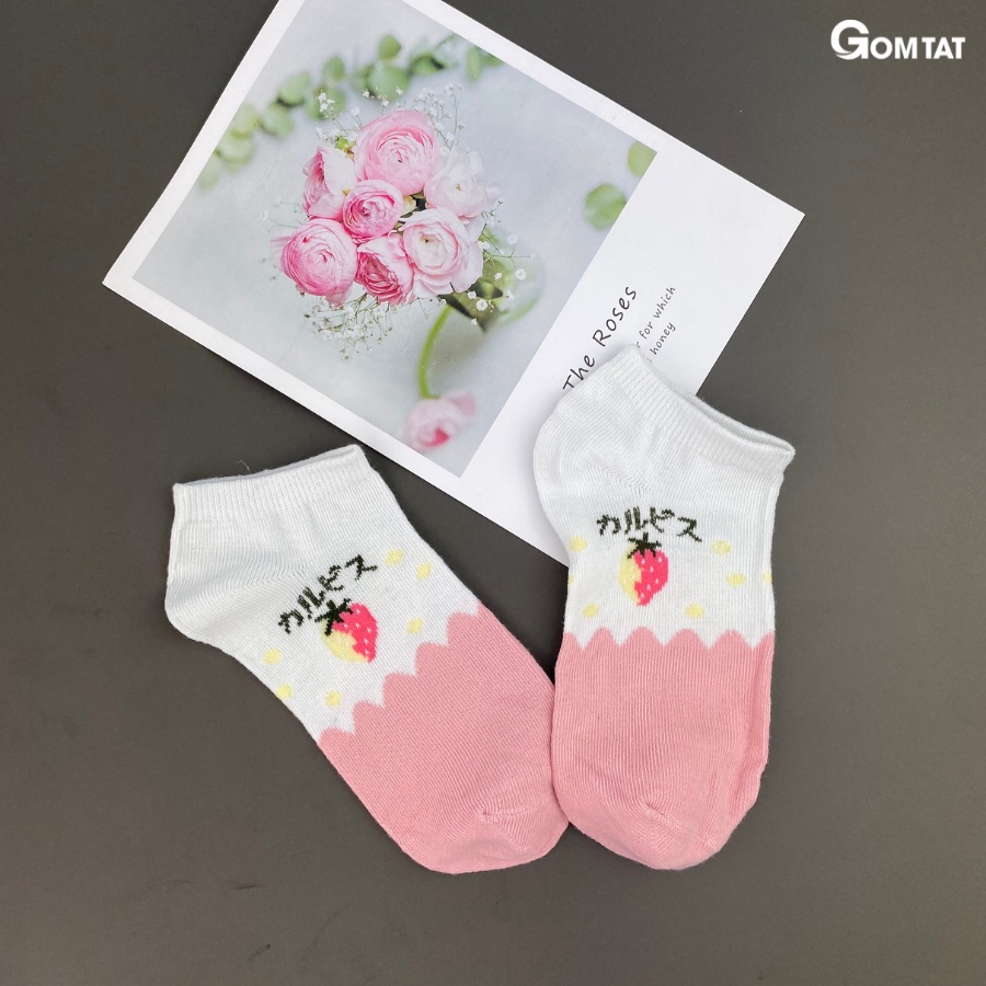 [Combo 5 đôi] tất nữ cổ ngắn họa tiết trái cây, vớ nữ cổ ngắn chất liệu cotton mềm mỏng thoáng khí - CB067