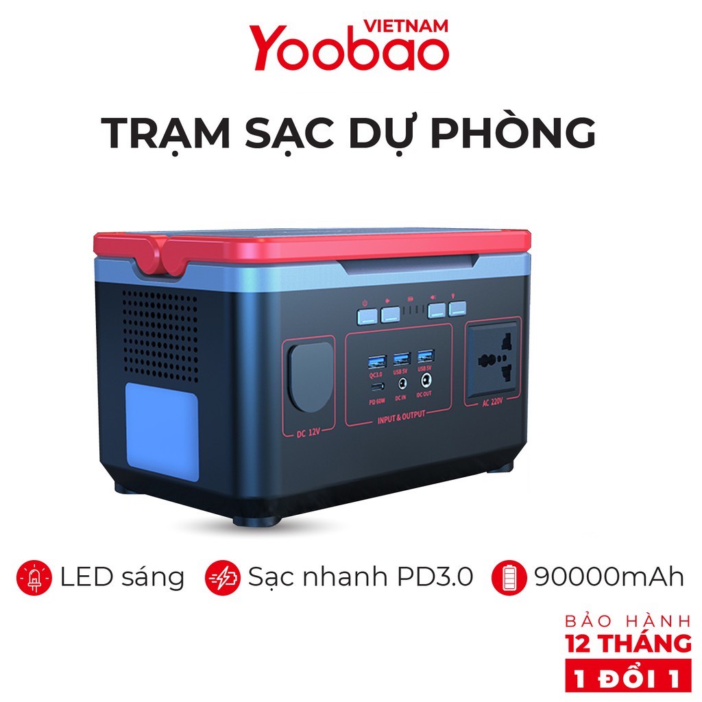 Trạm sạc dự phòng 90000mAh Yoobao EN300 Sạc nhanh PD60W 220V/300W - Hàng chính hãng