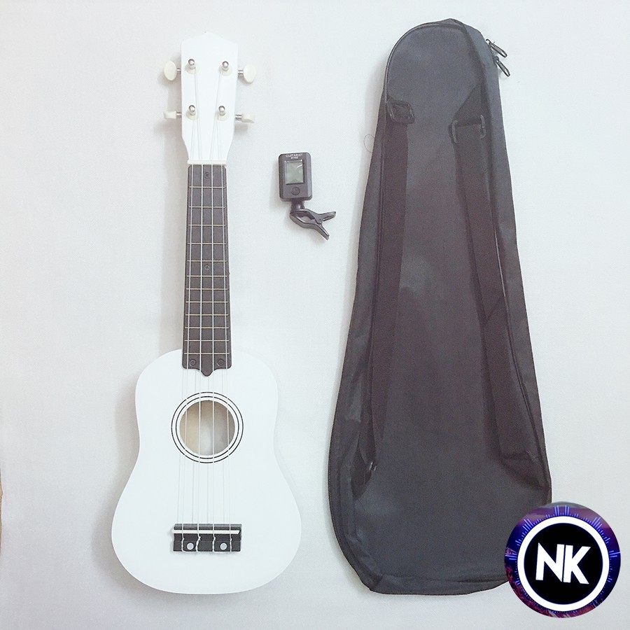 Gói Ukulele Soprano trơn nhiều màu + Bao vải + Máy lên dây - Có Sẵn