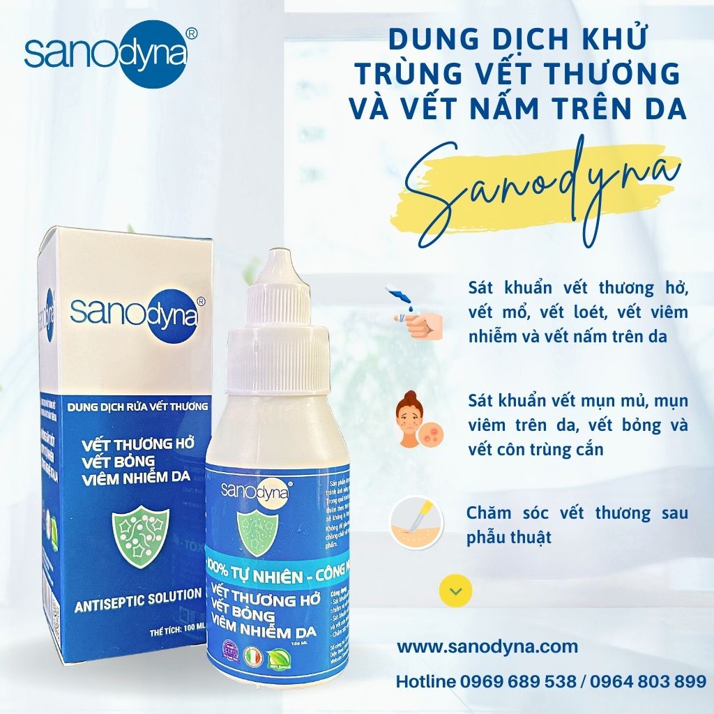 DUNG DỊCH KHỬ TRÙNG VẾT THƯƠNG VÀ VẾT NẤM TRÊN DA SANODYNA   VT100