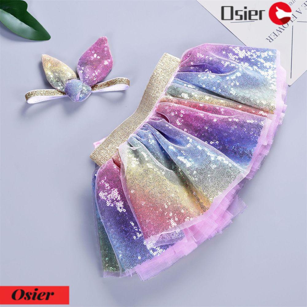 Chân Váy Xòe Tutu 1 Màu Cầu Vồng Đính Kim Sa Lấp Lánh Cho Bé Gái 0-6 Tuổi