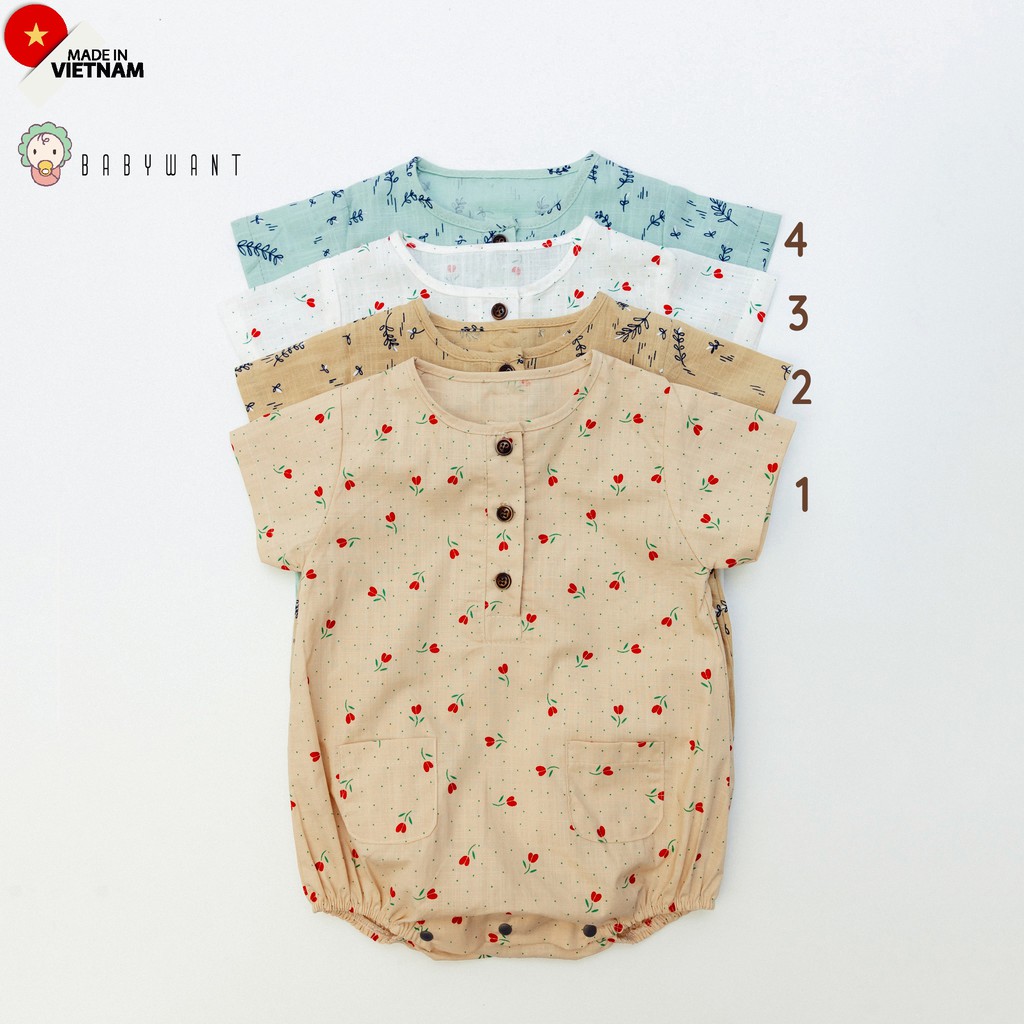 Bodysuit cho bé họa tiết nhí chất liệu đũi từ 5 đến 13kg BABYWANT