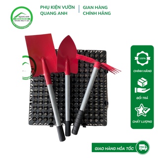 Bộ dụng cụ làm vườn 3 món Xẻng, Cuốc, Cào, Xới bằng sắt