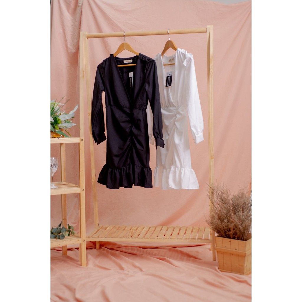 Váy Đi Dự Tiệc Cưới Sang Trọng SANJOLI Đầm Công Sở Trẻ Trung Nhún Eo Ôm Body Thiết Kế Vải Lụa Thun, Màu Trắng Đen VD016 | BigBuy360 - bigbuy360.vn