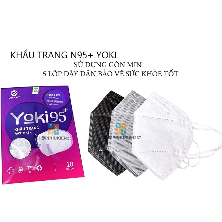 Khẩu Trang 5 Lớp Yoki N95 Kháng Khuẩn Lọc Bụi Mịn 1 Hộp 10 Cái