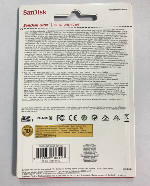 Thẻ Nhớ SDHC 16GB UHS-1 Ultra - 80MB/s | BigBuy360 - bigbuy360.vn