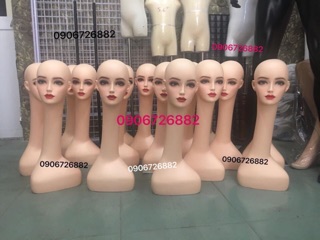 Đầu manocanh đội nón,tóc giả