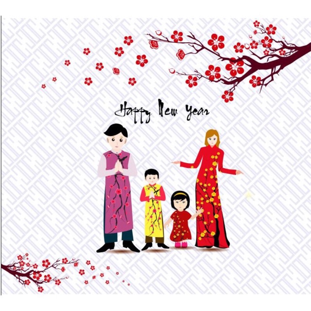 Decal Trang Trí Tết - Gia Đình Cùng Đón Xuân ( ẢNH + VIDEO THẬT )
