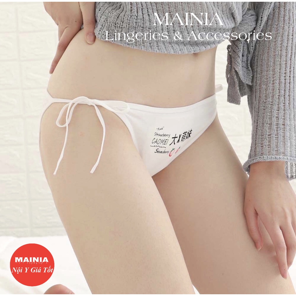Quần Lót Cotton Nữ Cột Buộc Dây In Hình Trái Dâu Quần Chip Nữ Cotton Siêu Dễ Thương Hàng Loại 1 Mainia Shop