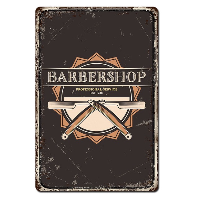 (20x30cm, HƠN 20 MẪU) Tranh thiếc trang trí barber shop, decor salon tiệm tóc nam phong cách mạnh mẽ