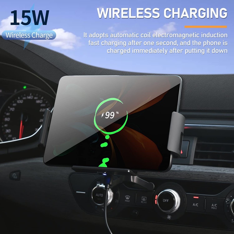 Đế Sạc Điện Thoại Không Dây 15W Gắn Lỗ Thông Gió Xe Hơi Cho Samsung Galaxy Z Fold 4 3 iPhone 13 12 Pro Max