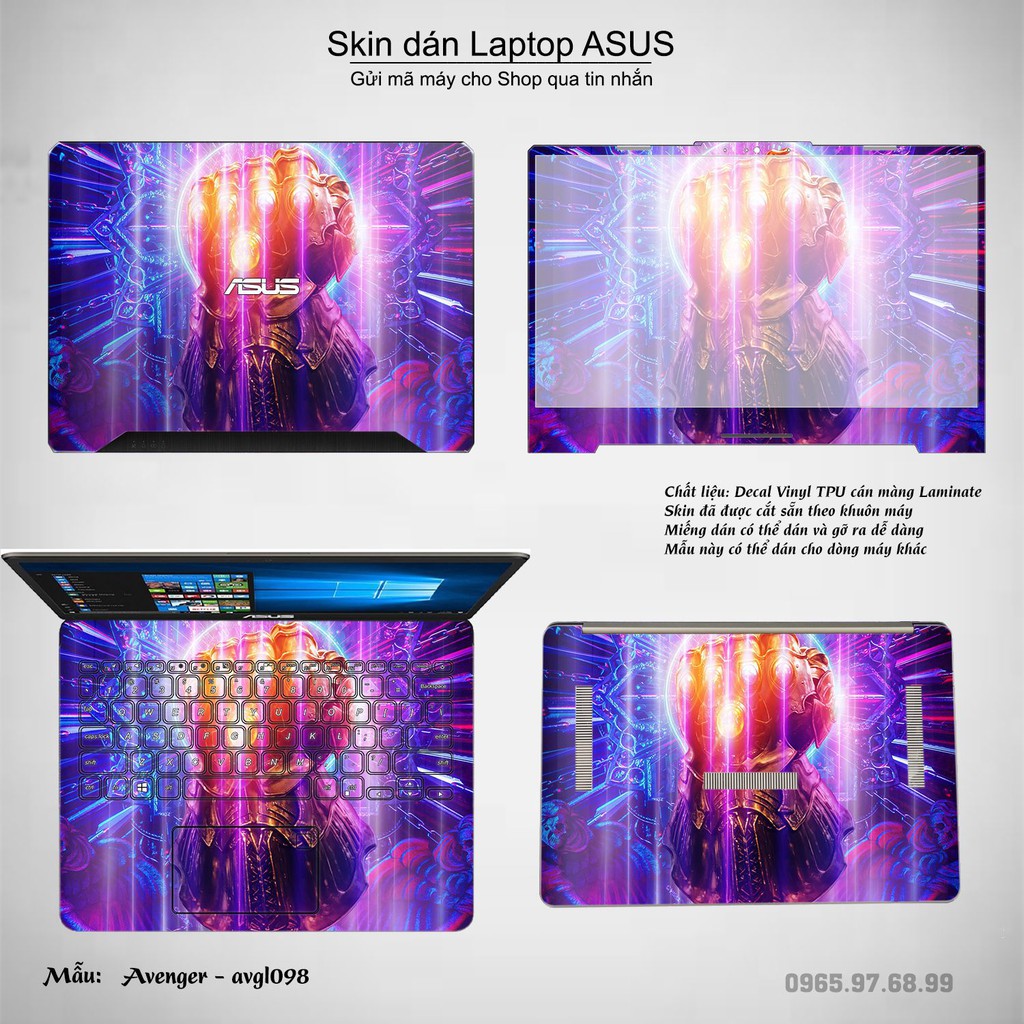 Skin dán Laptop Asus in hình Avenger nhiều mẫu 2 (inbox mã máy cho Shop)