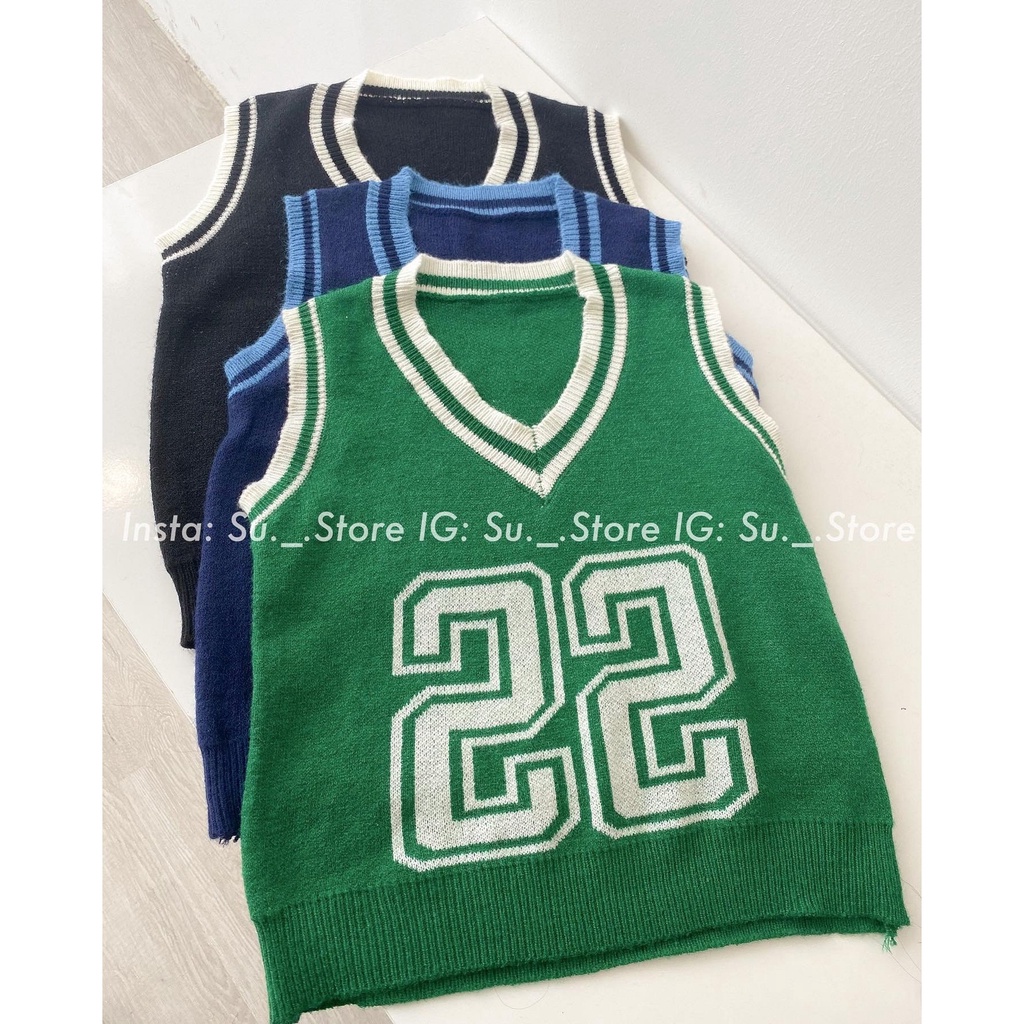 Áo gile len pha viền in số A2377 SUSTORE