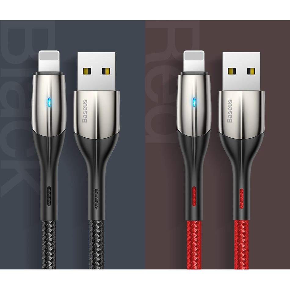 DÂY SẠC Baseus Horizontal Data Cable cho iPhone iPad, kết nối Lightning, sạc nhanh 2.4A, có đèn LED, dài 1m, 2m