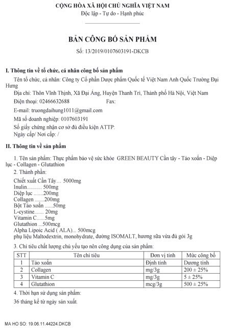Giá gốc Nước ép Cần tây Green Beauty