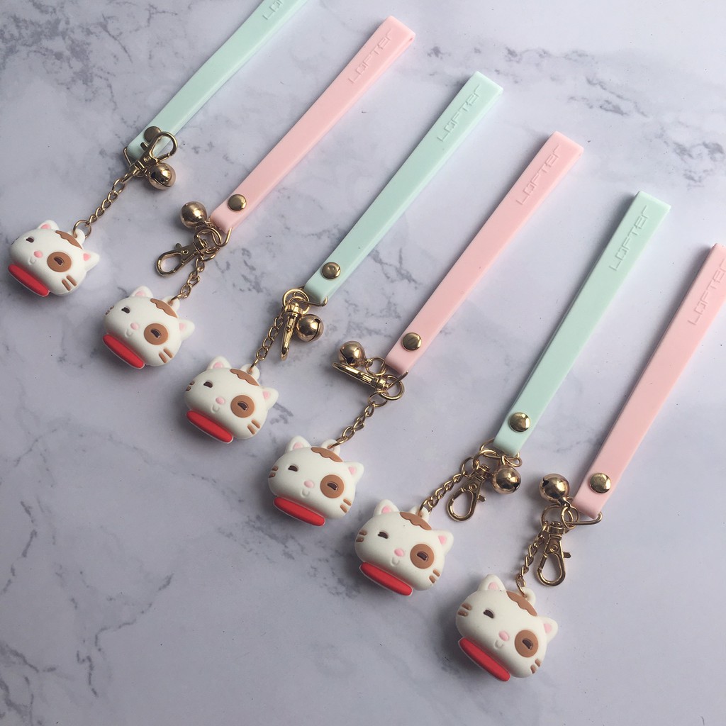 Dây đeo điện thoại đầu mèo Lofter cực kỳ dễ thương