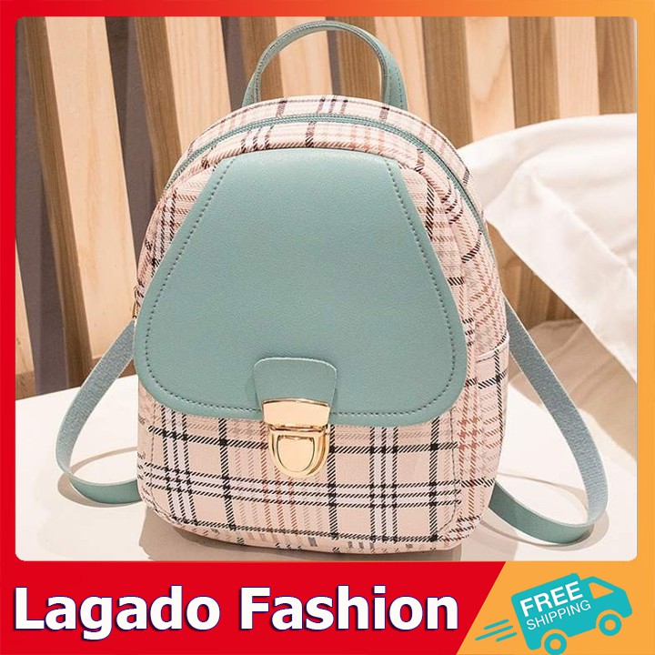 Balo nữ mini kẻ sọc xinh xắn có 2 kiểu đeo cực kì cute Thời Trang LAGADO