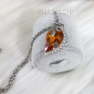Dây chuyền nữ mặt đá cam hình chiếc lá.