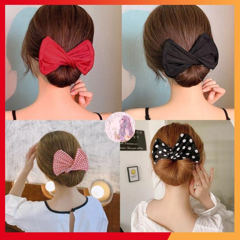 Phụ kiện búi tóc nơ Hàn Quốc thời trang cuốn nơ xoắn củ tỏi xinh đẹp mẫu mới nhất 2021