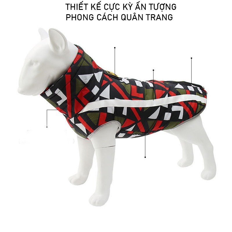 Áo khoác cho chó từ 7 -50kg phản quang 3 lớp vải đạt chuẩn cực ấm