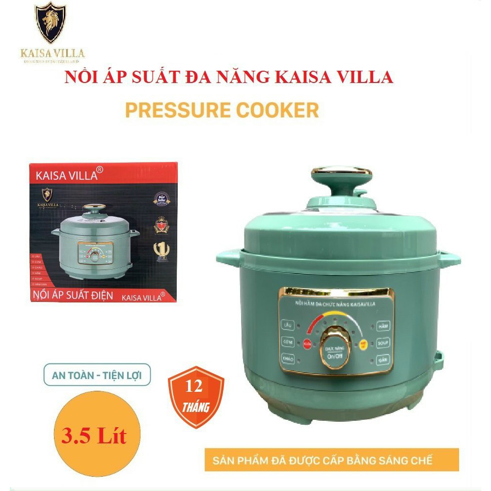 Nồi Áp Suất Kaisa Villa 3.5 Lít 1300W - Hầm xương, thịt, nấu lẩu,cơm cháo soup gân đa năng