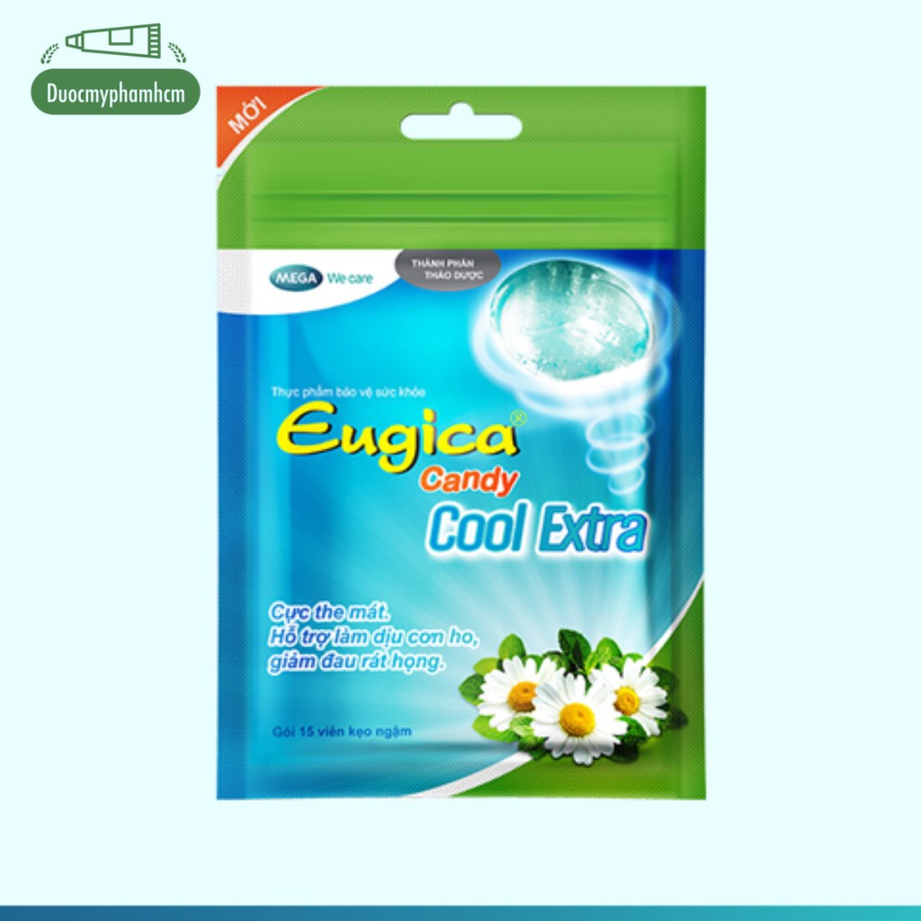 Kẹo Ngậm Thông Phế Mát Họng Eugica Candy Cool Extra (Bịch 15 viên)
