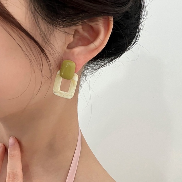 MOCHASHUHoa tai hình vuông màu sắc tương phản phong cách retro thời trang dành cho nữ