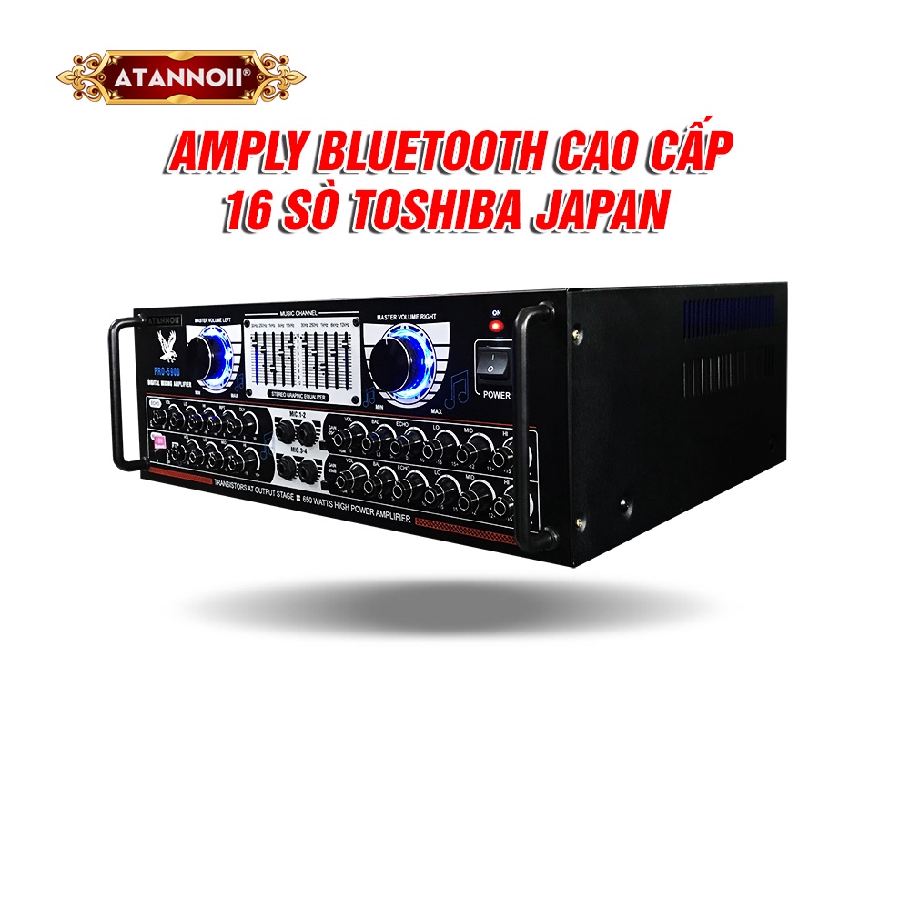 GIÁ TỐT - Ampli Bluetooth 16 SÒ TOSHIBA JAPAN Amply Karaoke gia đình ATANNOII PRO-5900- Tặng 2 chống lăn Micro