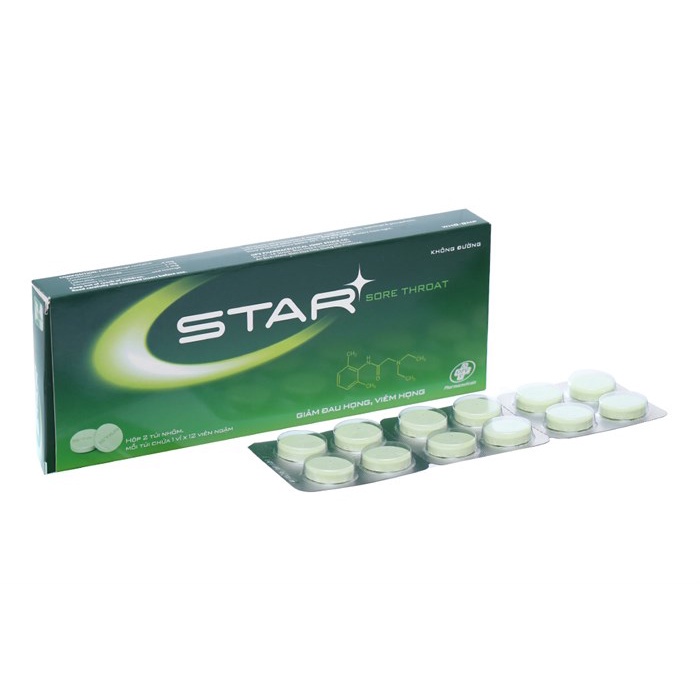 Viên, kẹo ngậm STAR SORE THROAT - xanh lá