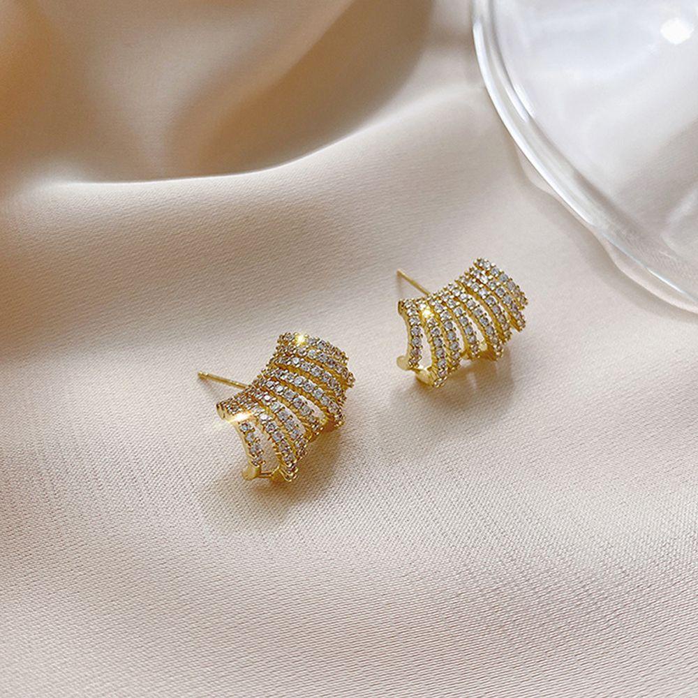 QQMALL Bông Tai Hình Chữ C Bằng Hợp Kim Phong Cách Vintage Thời Trang Dành Cho Nữ