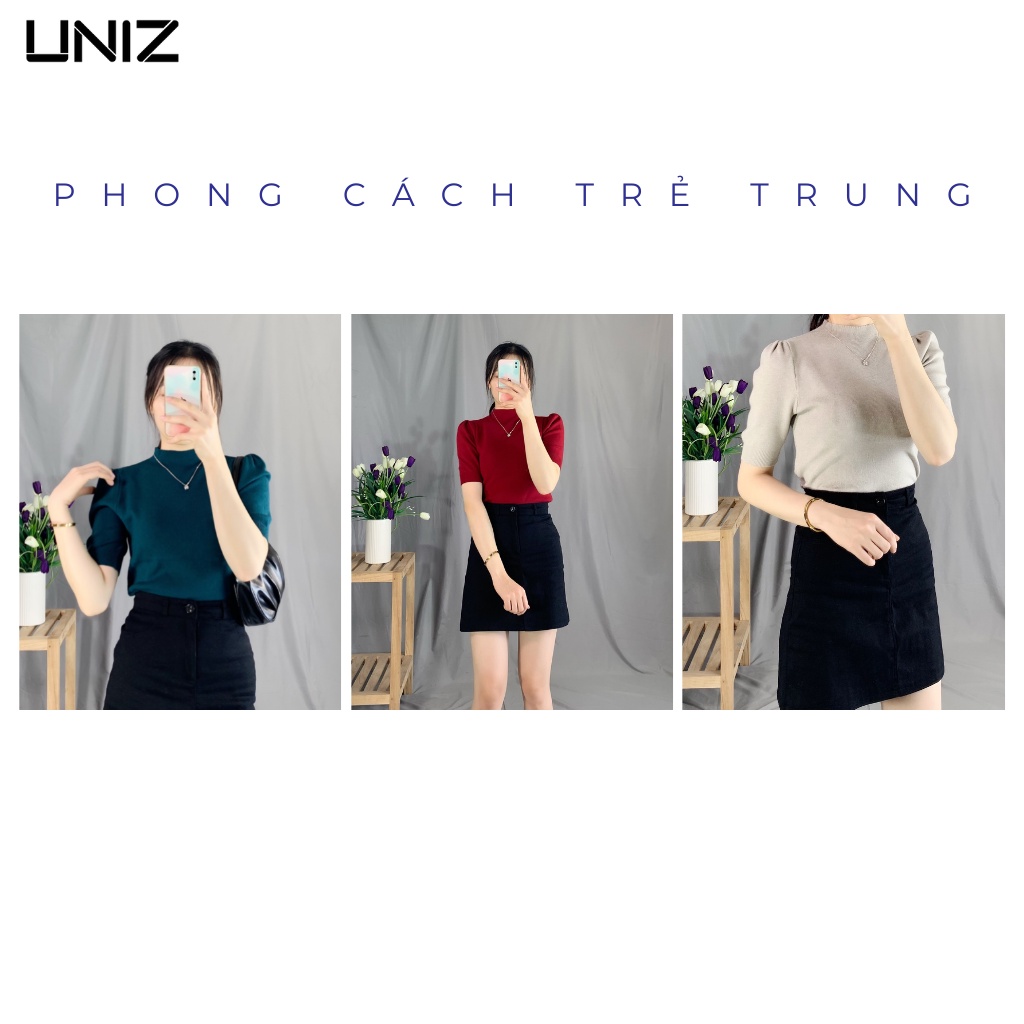 Áo Len Basic UNIZ (5 Màu), Dáng Dài, Tay Lỡ, Tay Bồng, Cổ Tròn, Trơn, Vải Len Mềm Nhẹ | BigBuy360 - bigbuy360.vn