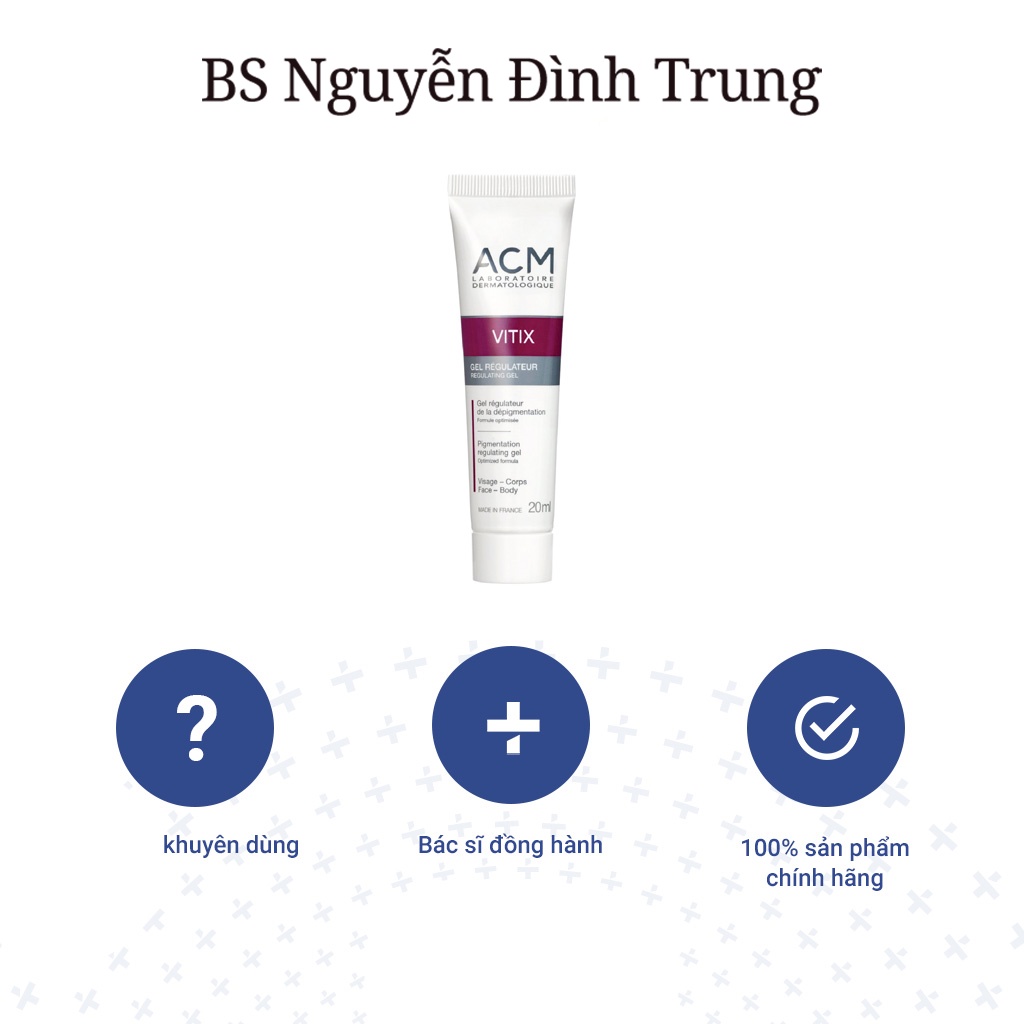 ACM Vitix Regulating, Gel Bôi Ngăn Ngừa Bạch Biến Vitix Regulating Gel 20ml - BS Nguyễn Đình Trung