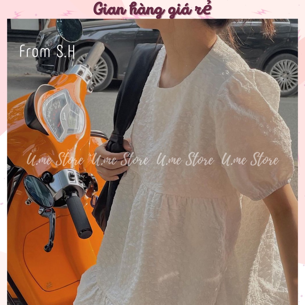 Kethy Babydoll - Áo Babydoll hai tầng ngắn tay Peplum vải gấm hoa nổi xịn 3 màu phong cách Hàn Quốc