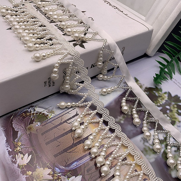 2030095     Bông Tai Mã Vạch Tua Rua Hạt Giả Ngọc Trai Handmade Phong Cách Dân Tộc