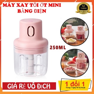 Máy Xay Mini Sạc Điện, Có Cổng Sạc Usb, Xay Hành, Tỏi, Rau Củ Quả  dung tích 250ml  tiện lợi